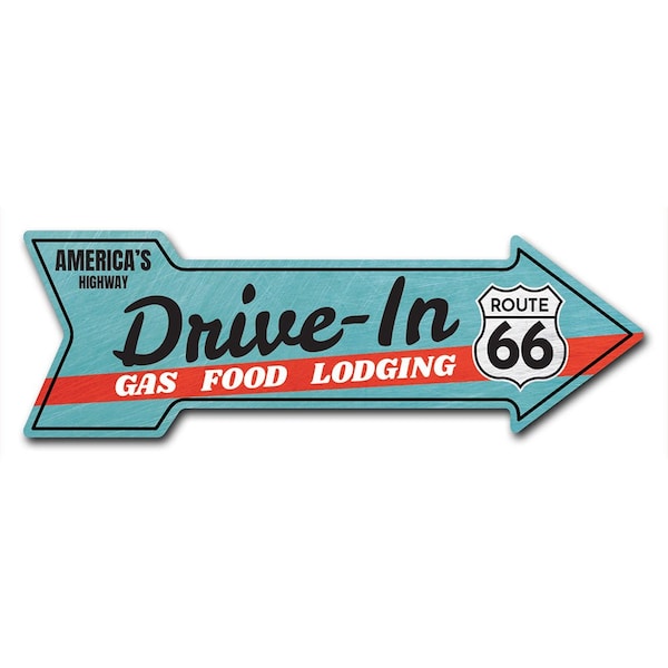 Drive In Route 66 Arrow Decal Funny Home Decor 24in Wide